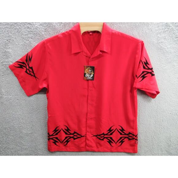 NWT Vintage Y2K JNCO Jeans Men's XL Red Button Shirt w/ Tribal Designs - Picture 1 of 16